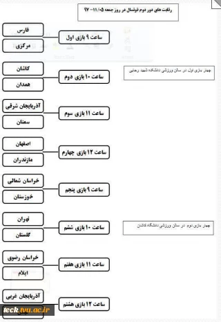 برنامه دور دوم  رقابت های فوتسال دهمین المپیاد ورزشی