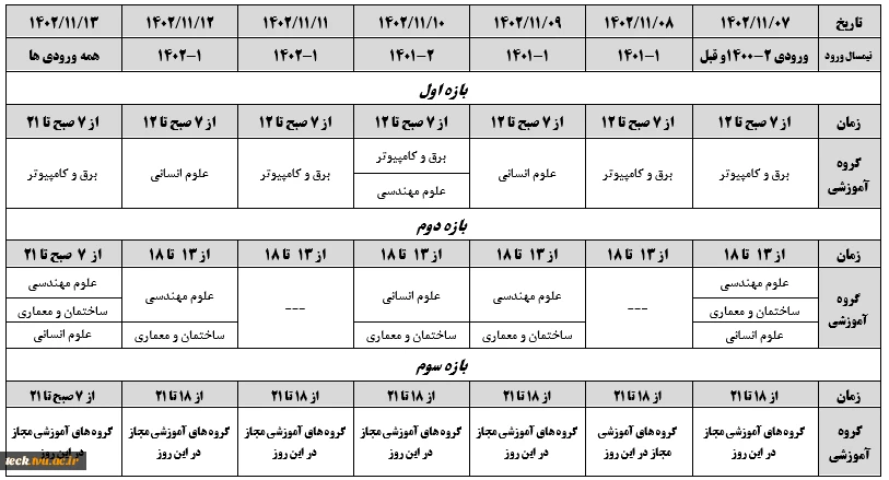 جدول زمان بندی